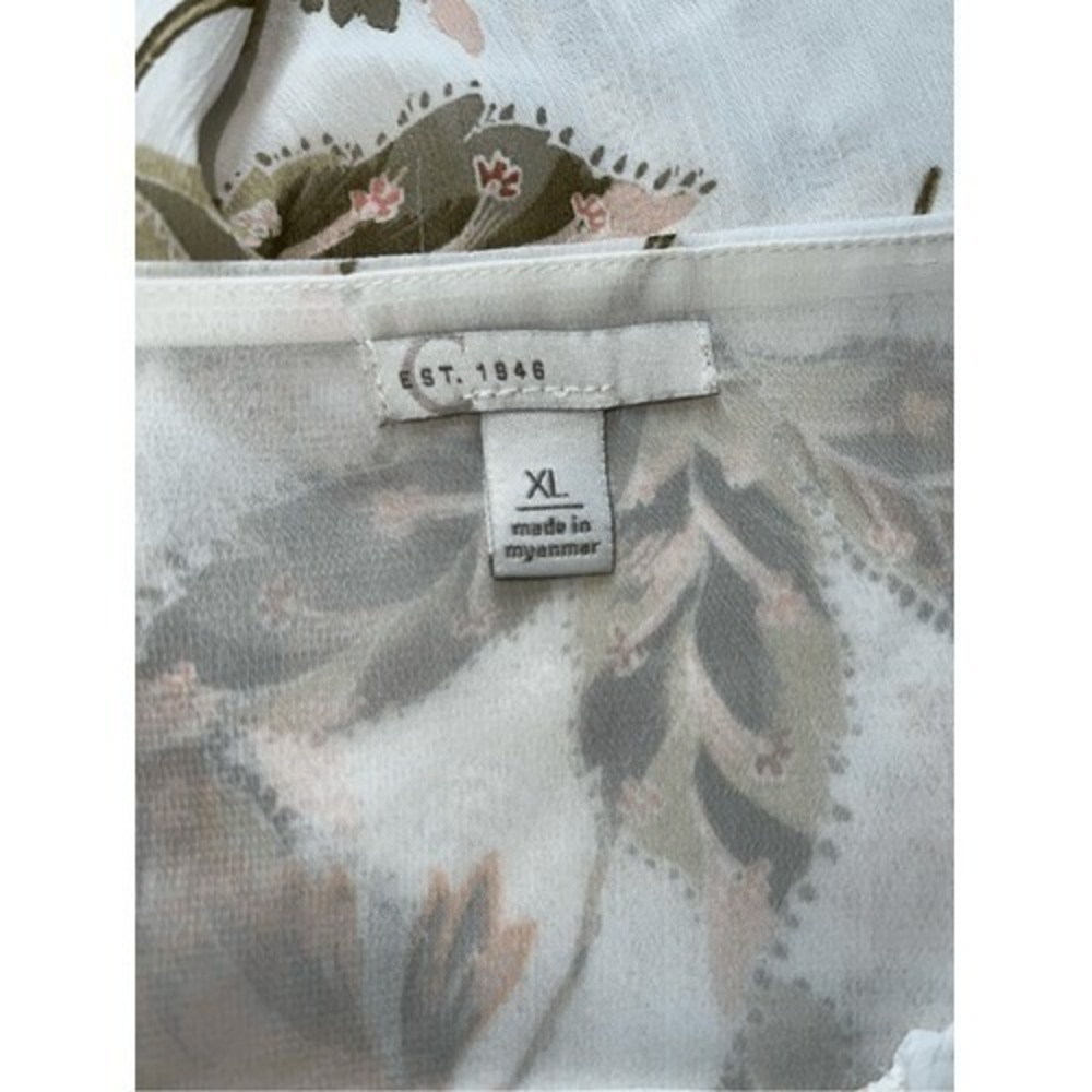 Cato Womens Off the Shoulder Blouse XL Floral White Boho Peasant Sheer Flowy Top - Picture 8 of 9